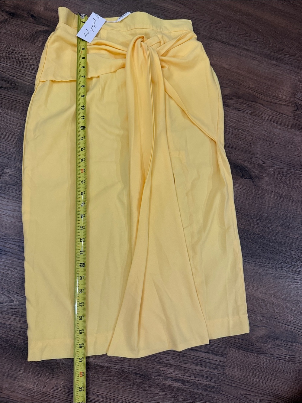 SUNDYS Bright Yellow Midi Tie-Front Skirt with slit NWT Size Medium